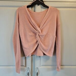 Hollister Reversible Pink Twist Knot Knit Sweater